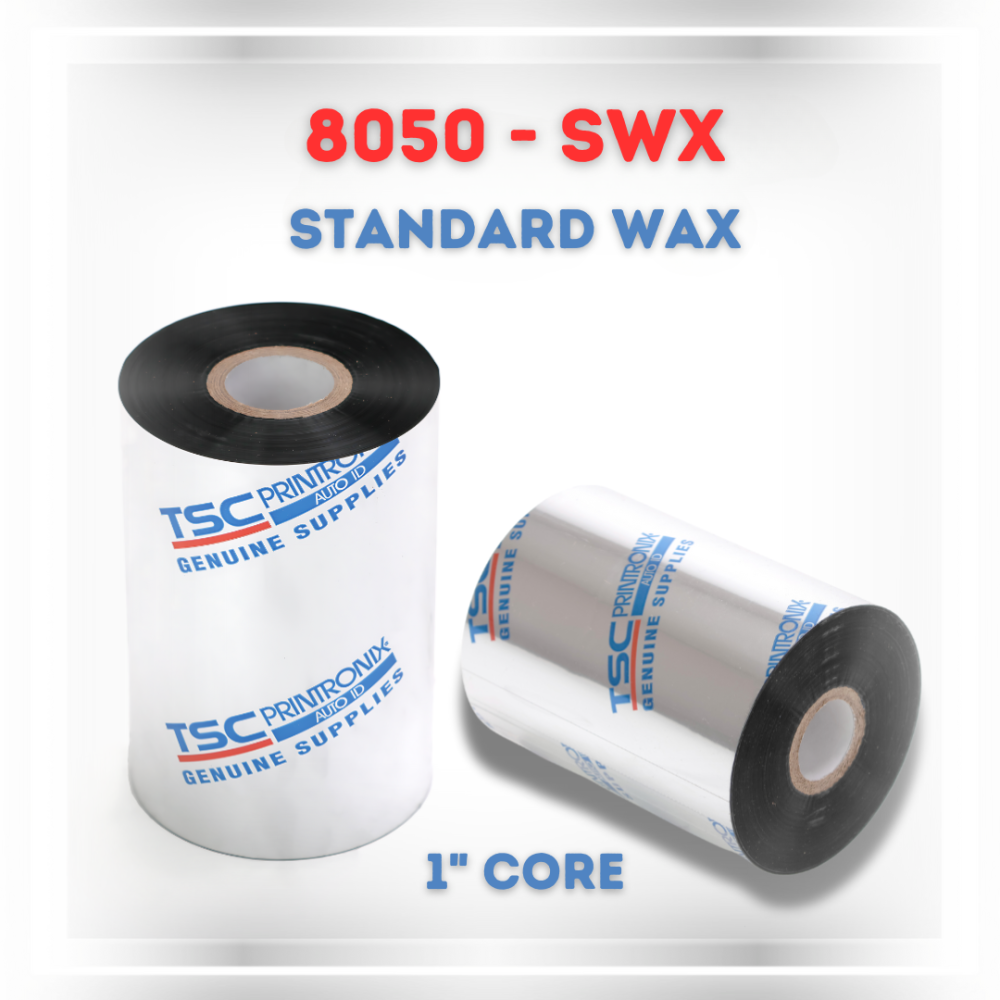 Риббон TSC 8050-SWX Standard Wax 110 мм × 450 м, втулка 25,4 мм, черный
